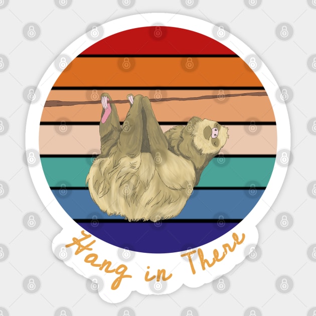 Hang in There Sloth Retro Sticker by TrapperWeasel